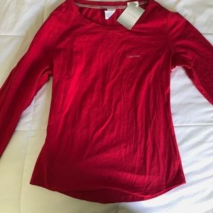 Red Calvin Klein pajama top